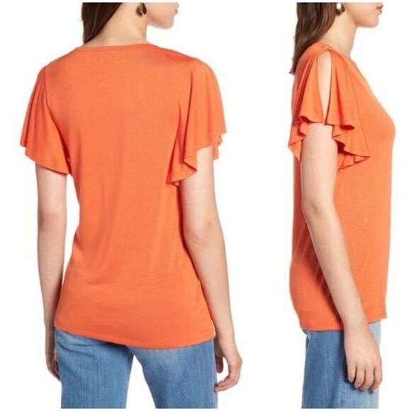 Halogen Slit Sleeve Tee sz Small in Orange - Picture 2 of 7